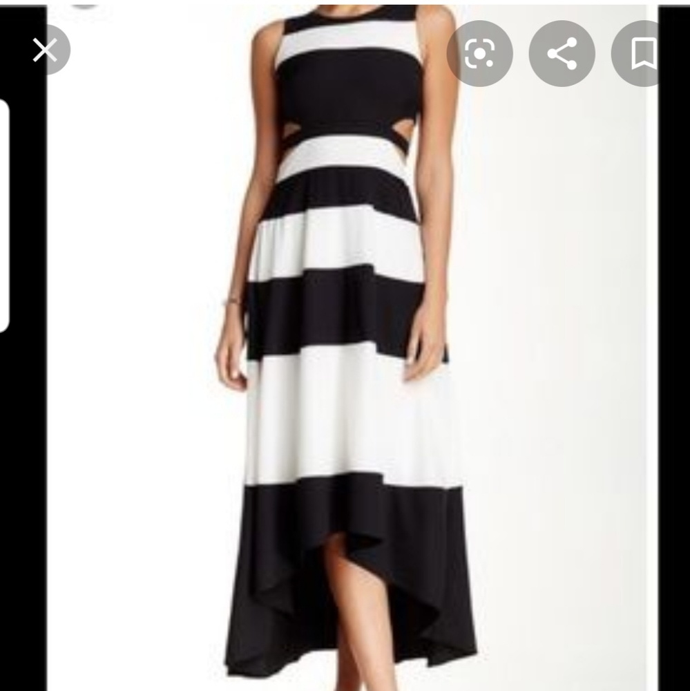 GRACIA Hi Low Black and White Dress w/side cutouts